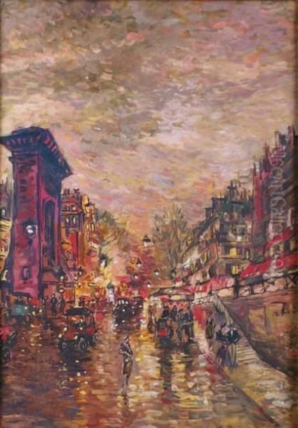 Paris, La Porte Saint-denis Oil Painting by Konstantin Alexeievitch Korovin