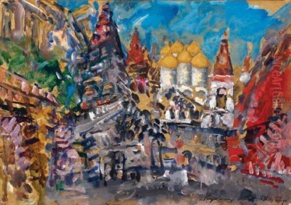 Vue De Saint Petersbourg Oil Painting by Konstantin Alexeievitch Korovin