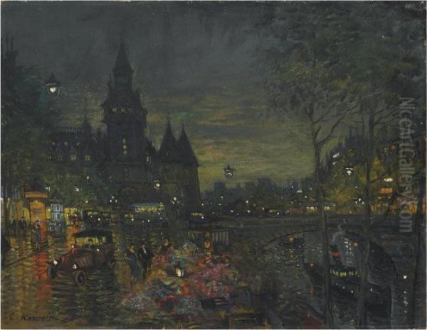 Le Pont Neuf, Paris Oil Painting by Konstantin Alexeievitch Korovin