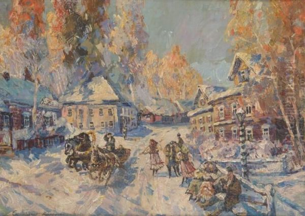 Rejouissancesvillageoises Oil Painting by Konstantin Alexeievitch Korovin