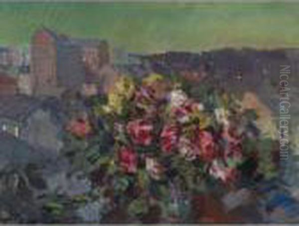 Flowers Over The City Oil Painting by Konstantin Alexeievitch Korovin