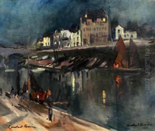 River Landscape Oil Painting by Konstantin Alexeievitch Korovin