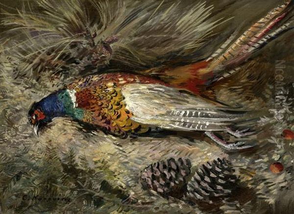 Hunting Still Life With Pheasant Oil Painting by Konstantin Alexeievitch Korovin