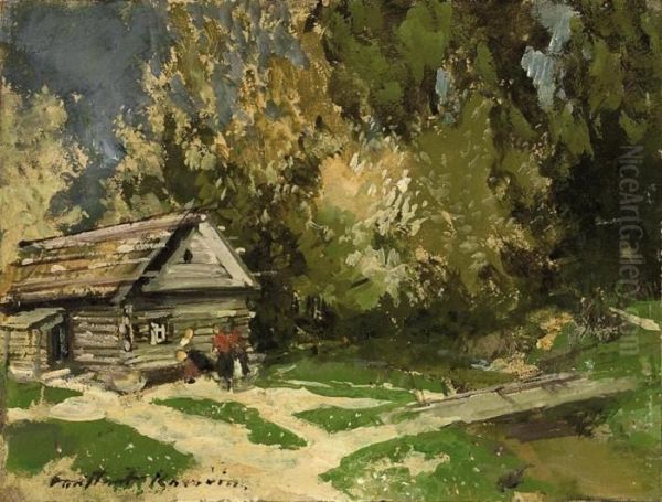 Dacha In The Country Oil Painting by Konstantin Alexeievitch Korovin