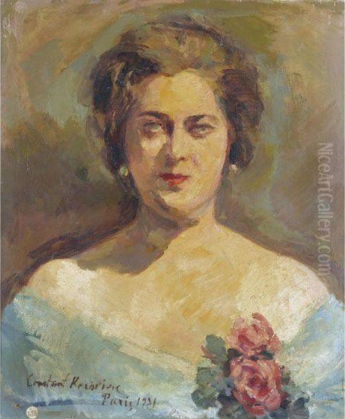 Portrait Of A Lady Oil Painting by Konstantin Alexeievitch Korovin