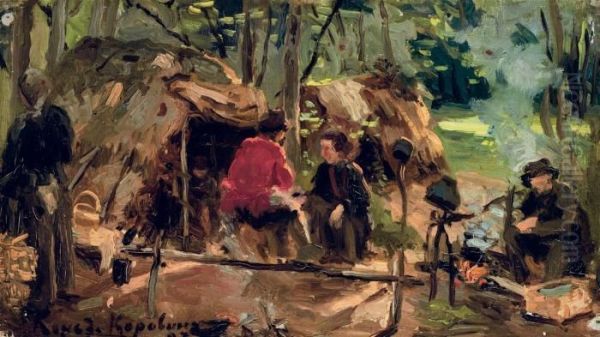 By The Campfire Oil Painting by Konstantin Alexeievitch Korovin