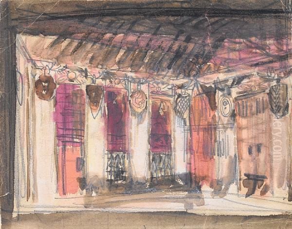 Sketch For A Stage Design Oil Painting by Konstantin Alexeievitch Korovin