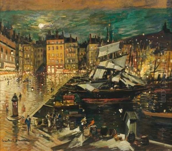 Le Port De Marseille, La Nuit Oil Painting by Konstantin Alexeievitch Korovin