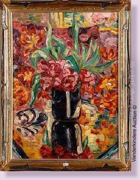 Vase De Fleurs Oil Painting by Konstantin Alexeievitch Korovin