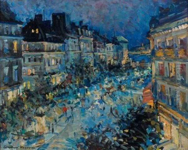 Les Grands Boulevards A Paris Oil Painting by Konstantin Alexeievitch Korovin