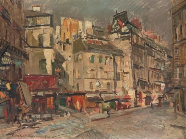 Paris Street View At Dusk Oil Painting by Konstantin Alexeievitch Korovin