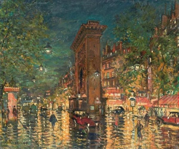 La Porte Saint-denis A Paris Oil Painting by Konstantin Alexeievitch Korovin