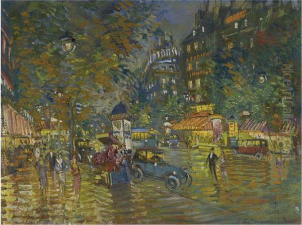 Evening In Paris Oil Painting by Konstantin Alexeievitch Korovin