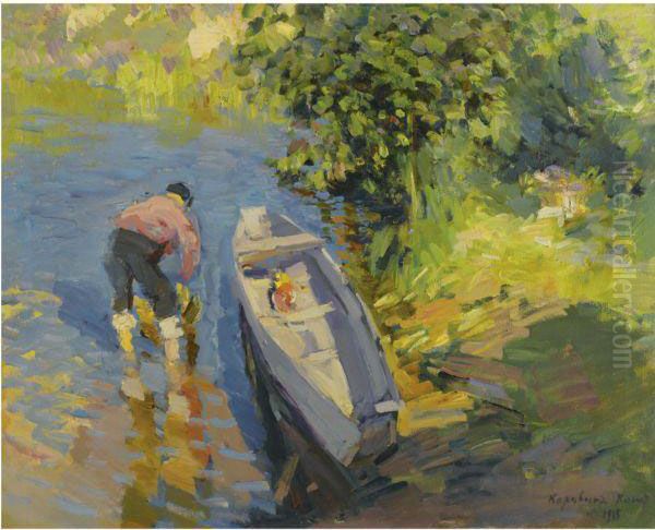 The Boat Oil Painting by Konstantin Alexeievitch Korovin