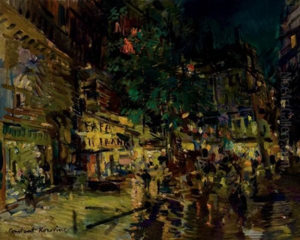 Cafe De Paris Oil Painting by Konstantin Alexeievitch Korovin