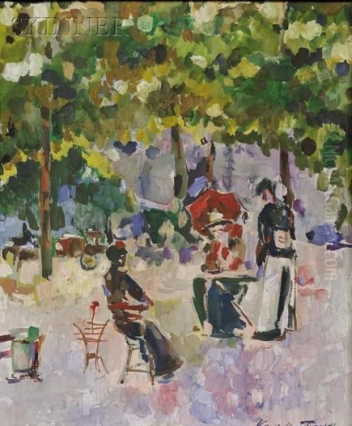 Study Of A Cafe In Paris Oil Painting by Konstantin Alexeievitch Korovin