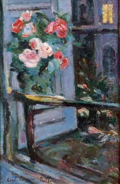 Roses Devant La Fenetre Oil Painting by Konstantin Alexeievitch Korovin