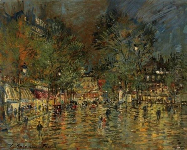 Place Dans La Nuit Paris Oil Painting by Konstantin Alexeievitch Korovin