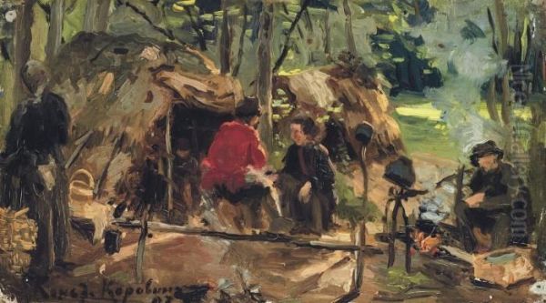 By The Campfire Oil Painting by Konstantin Alexeievitch Korovin