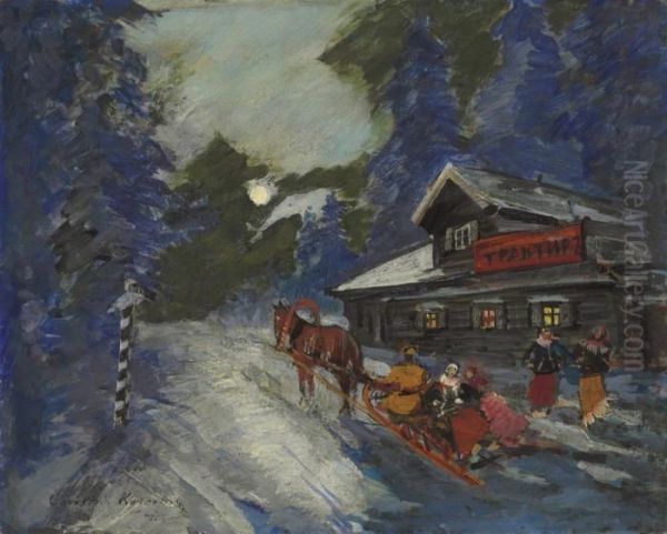 A Weigh Station Oil Painting by Konstantin Alexeievitch Korovin