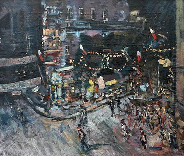 Paris At Night Oil Painting by Konstantin Alexeievitch Korovin