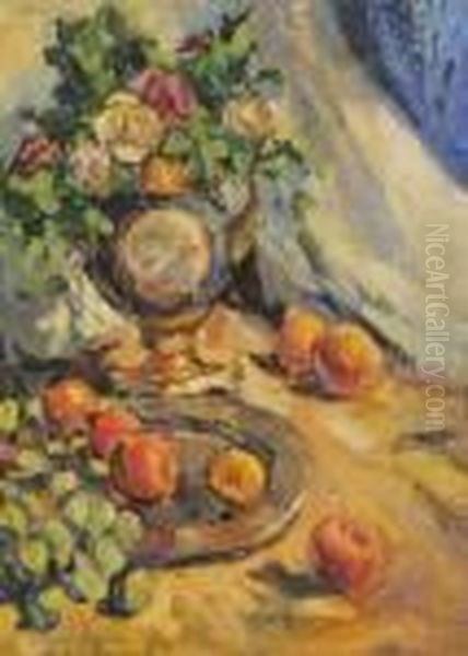 Nature Morte Aux Fleurs Et Fruits Oil Painting by Konstantin Alexeievitch Korovin