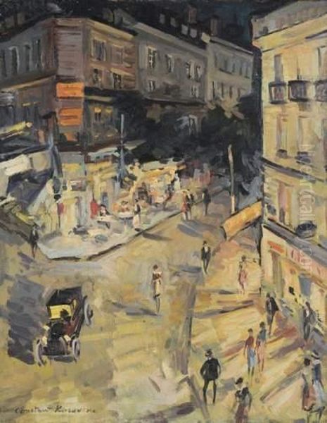 Rue De Paris Animee Oil Painting by Konstantin Alexeievitch Korovin