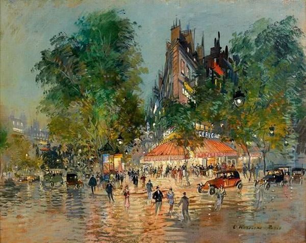 Place De La Republique, Paris Oil Painting by Konstantin Alexeievitch Korovin