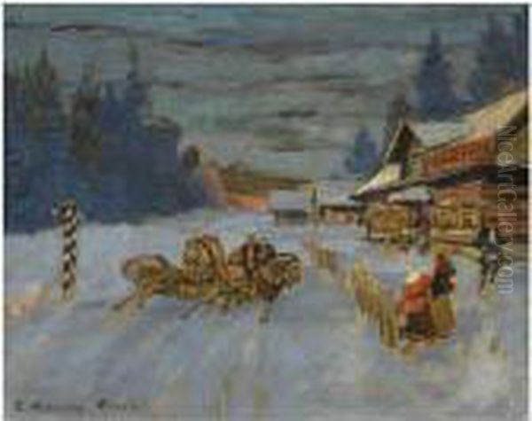 Troika Oil Painting by Konstantin Alexeievitch Korovin