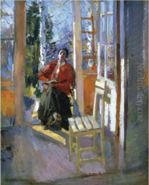 On The Terrace Oil Painting by Konstantin Alexeievitch Korovin