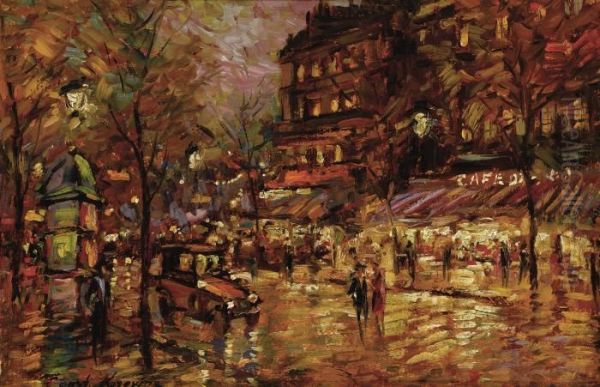 Street Scene Oil Painting by Konstantin Alexeievitch Korovin