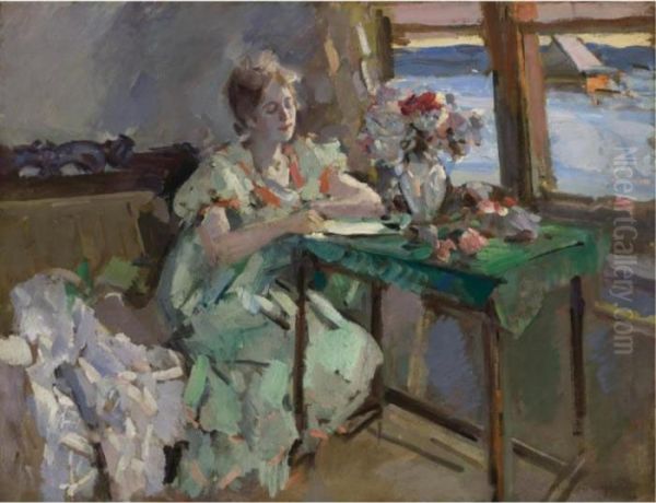 By The Window Oil Painting by Konstantin Alexeievitch Korovin