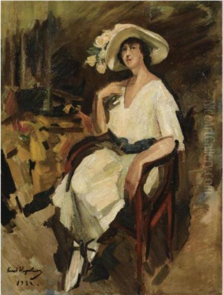 Portrait Of Madame Deineka, A Friend Of The Artist Oil Painting by Konstantin Alexeievitch Korovin