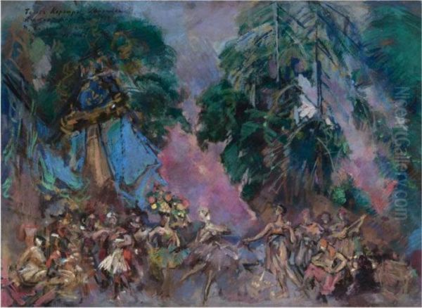 Set Design For A Production Of Le Corsaire Oil Painting by Konstantin Alexeievitch Korovin