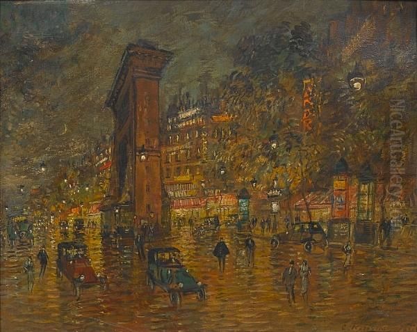 Porte St. Denis, Paris Oil Painting by Konstantin Alexeievitch Korovin