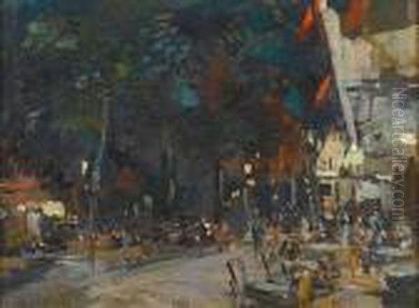 Cafe De Nuit Oil Painting by Konstantin Alexeievitch Korovin