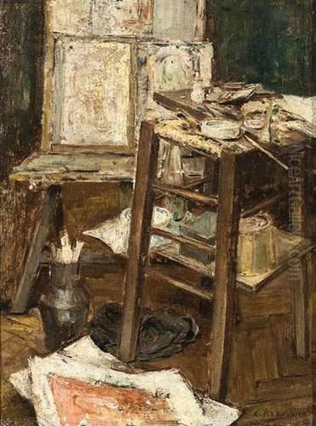 L'atelier Du Peintre. Oil Painting by Konstantin Alexeievitch Korovin