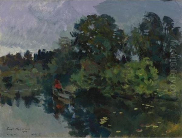 On The Lake With Lily Pads Oil Painting by Konstantin Alexeievitch Korovin