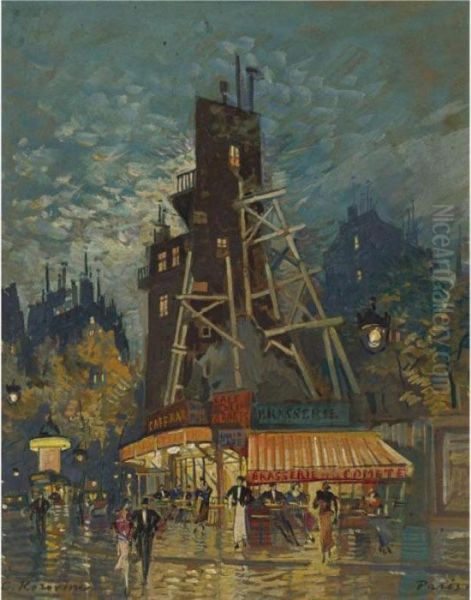 Parisian Boulevard Oil Painting by Konstantin Alexeievitch Korovin