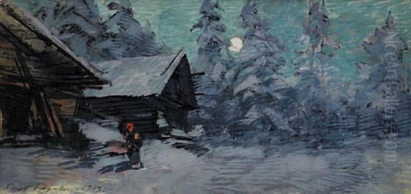 Winter Landscape Oil Painting by Konstantin Alexeievitch Korovin