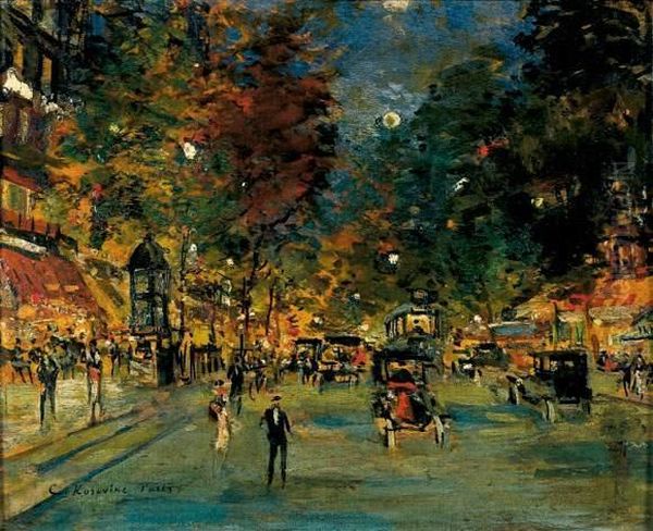 Les Grands Boulevards Oil Painting by Konstantin Alexeievitch Korovin