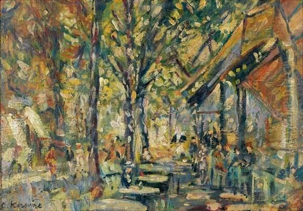 En Terrasse Au Jardin Du Luxembourg Oil Painting by Konstantin Alexeievitch Korovin