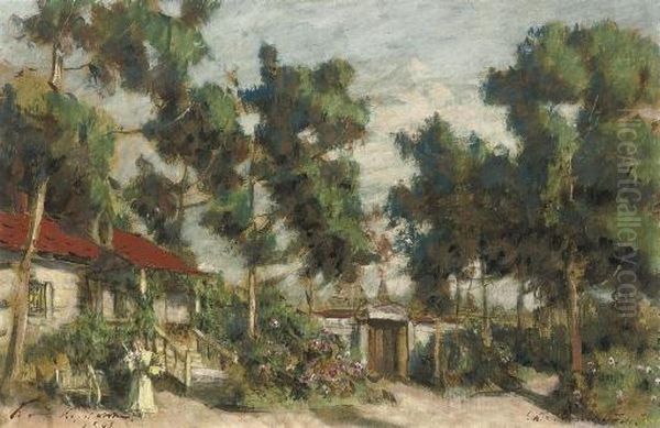 A Woodland Homestead Oil Painting by Konstantin Alexeievitch Korovin