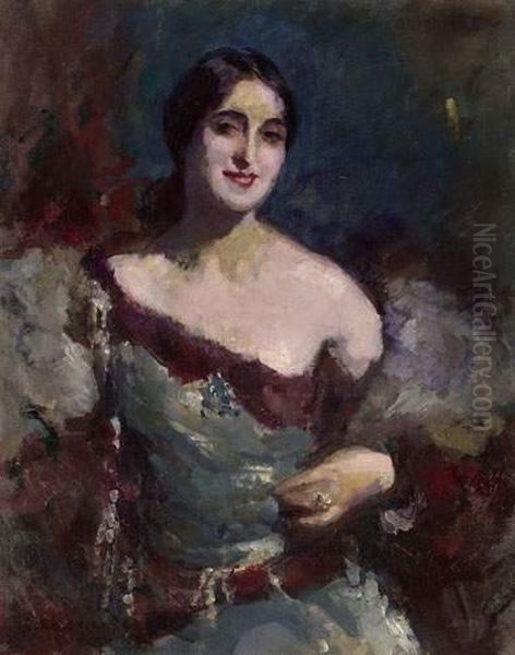 Portrait Of Vera Fokina Oil Painting by Konstantin Alexeievitch Korovin