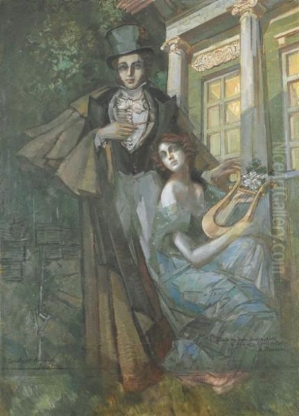 Pushkin And Muse Oil Painting by Konstantin Alexeievitch Korovin