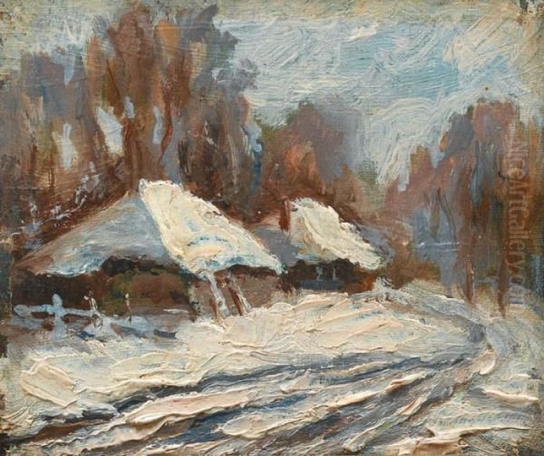 Maison Sous La Neige Oil Painting by Konstantin Alexeievitch Korovin