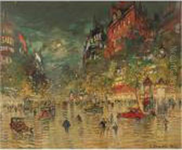 Paris By Night Oil Painting by Konstantin Alexeievitch Korovin