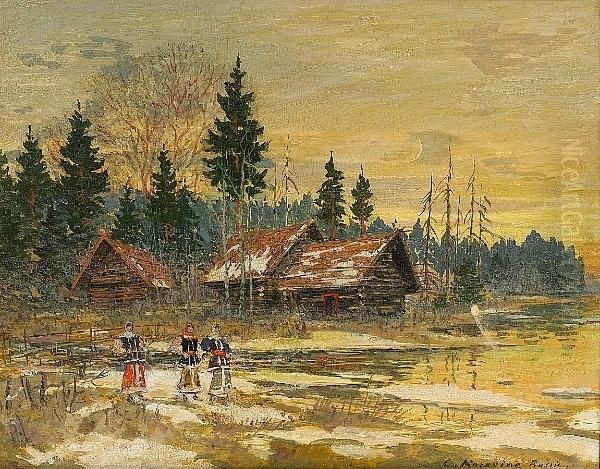 A La Russe Oil Painting by Konstantin Alexeievitch Korovin