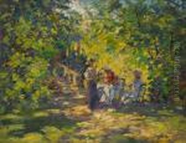 A Sun-drenched Garden Oil Painting by Konstantin Alexeievitch Korovin