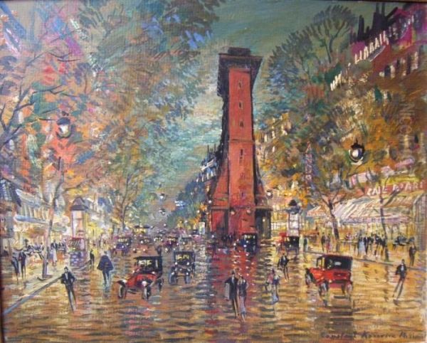 La Porte Saint Denis A Paris Oil Painting by Konstantin Alexeievitch Korovin